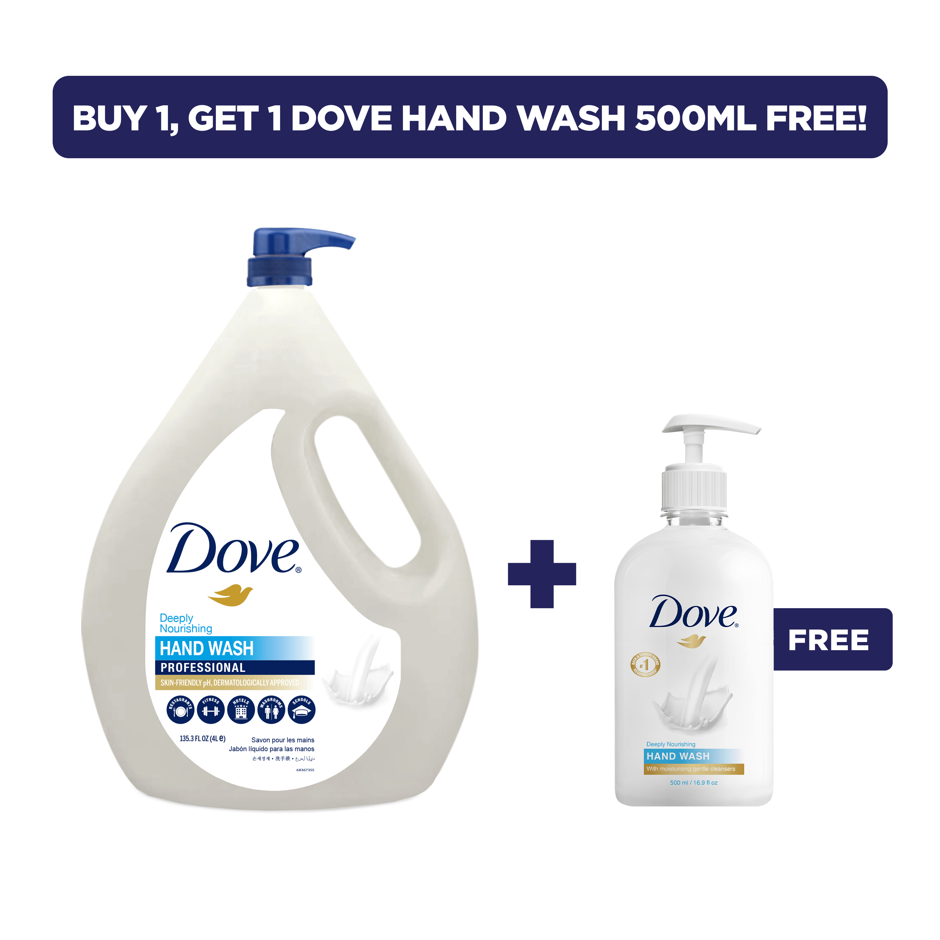SALE - Dove Hand Wash 2L + FREE 1x Dove Hand Wash 500ml - Unilever Professional Philippines