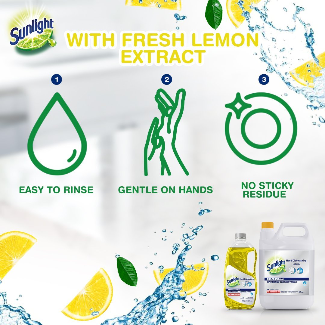 Sunlight Pro Hand Dishwash Lemon 1.5L - Unilever Professional Philippines